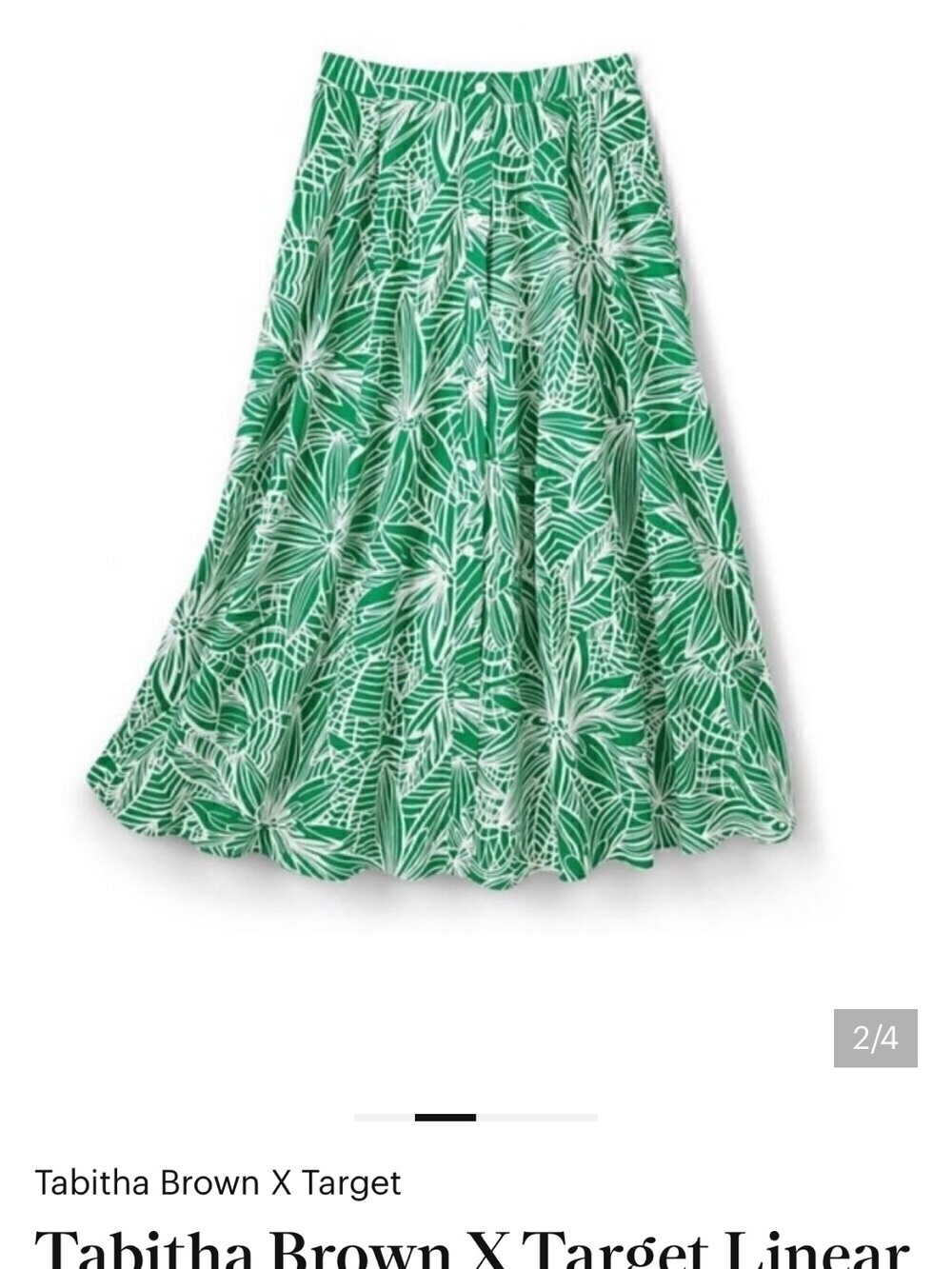 Tabitha Brown X Target Green & White Linear Floral Print Maxi Skirt Large NWT - Picture 3 of 10